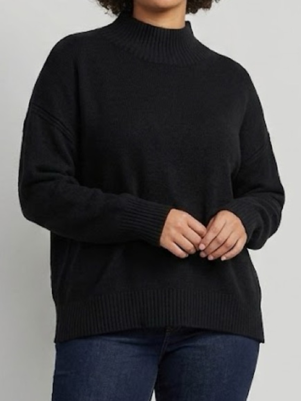 Magaschoni Black Mock Neck Knit Sweater Large
